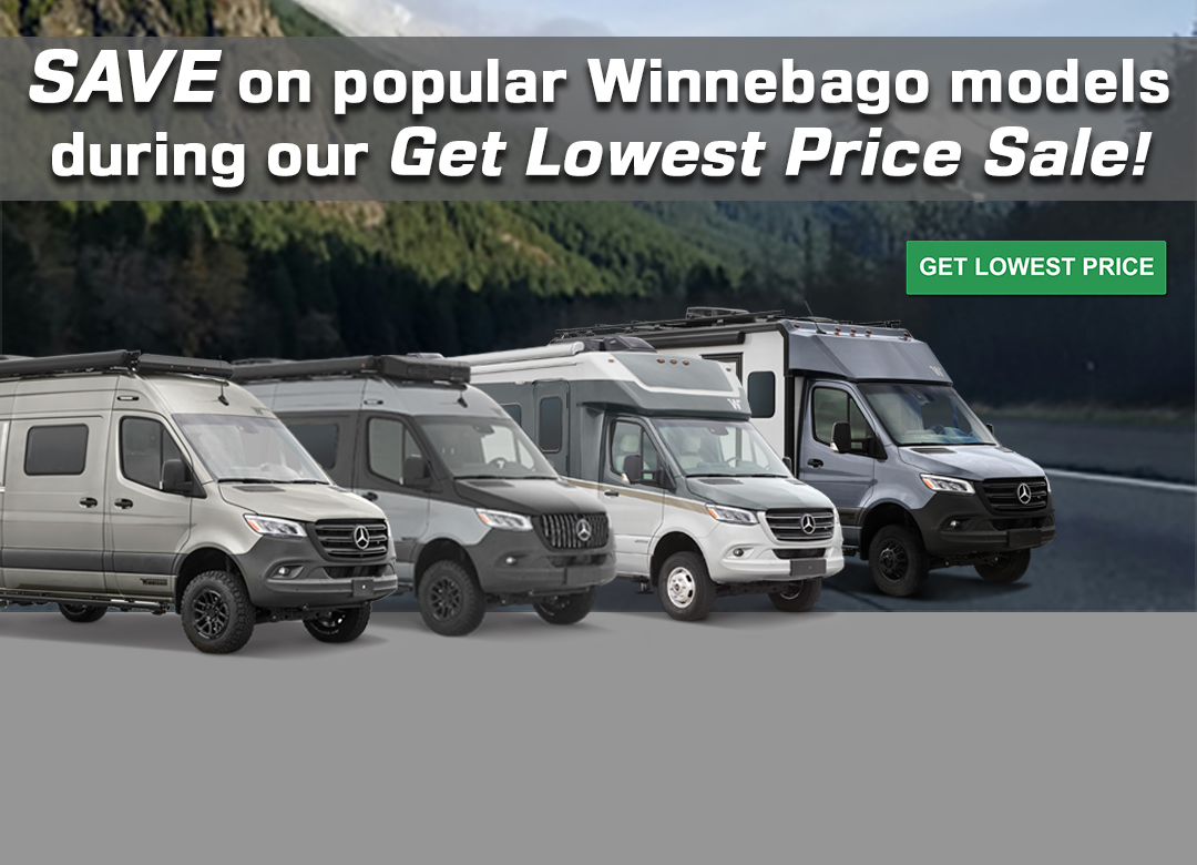 Save on the Winnebago Revel, Revel Sport, View, and EKKO 23B